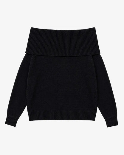 Off-the-shoulder merino wool sweater