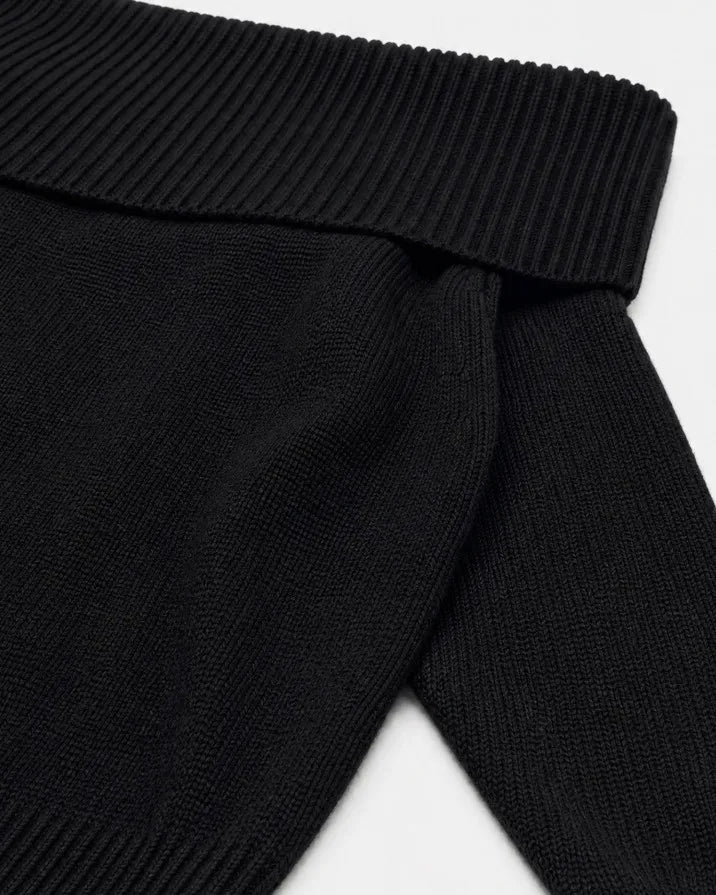 Off-the-shoulder merino wool sweater