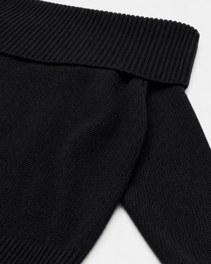 Off-the-shoulder merino wool sweater