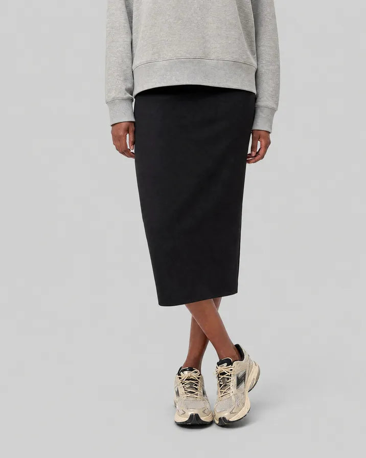 Black wool-blend pencil skirt