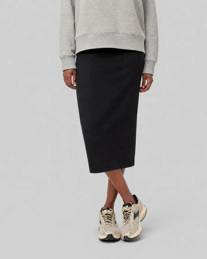 Black wool-blend pencil skirt