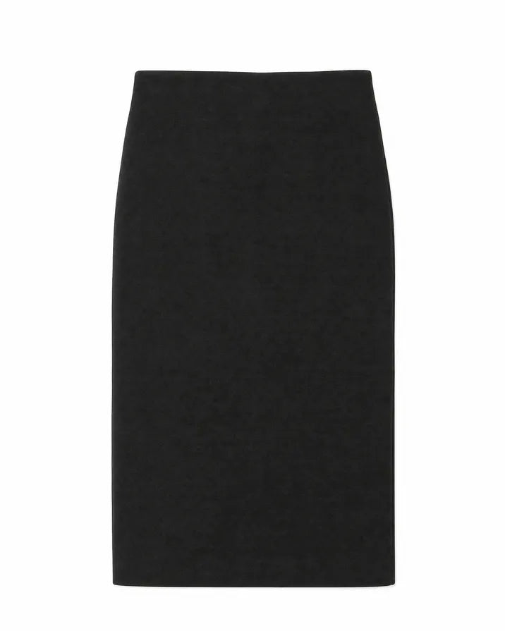 Black wool-blend pencil skirt