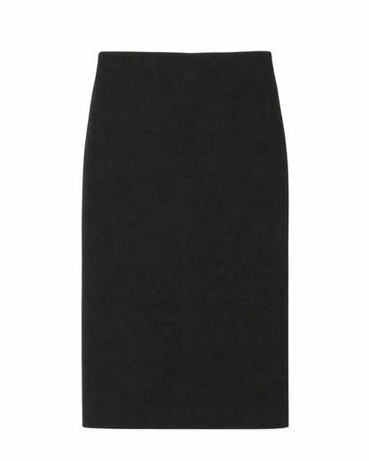 Black wool-blend pencil skirt